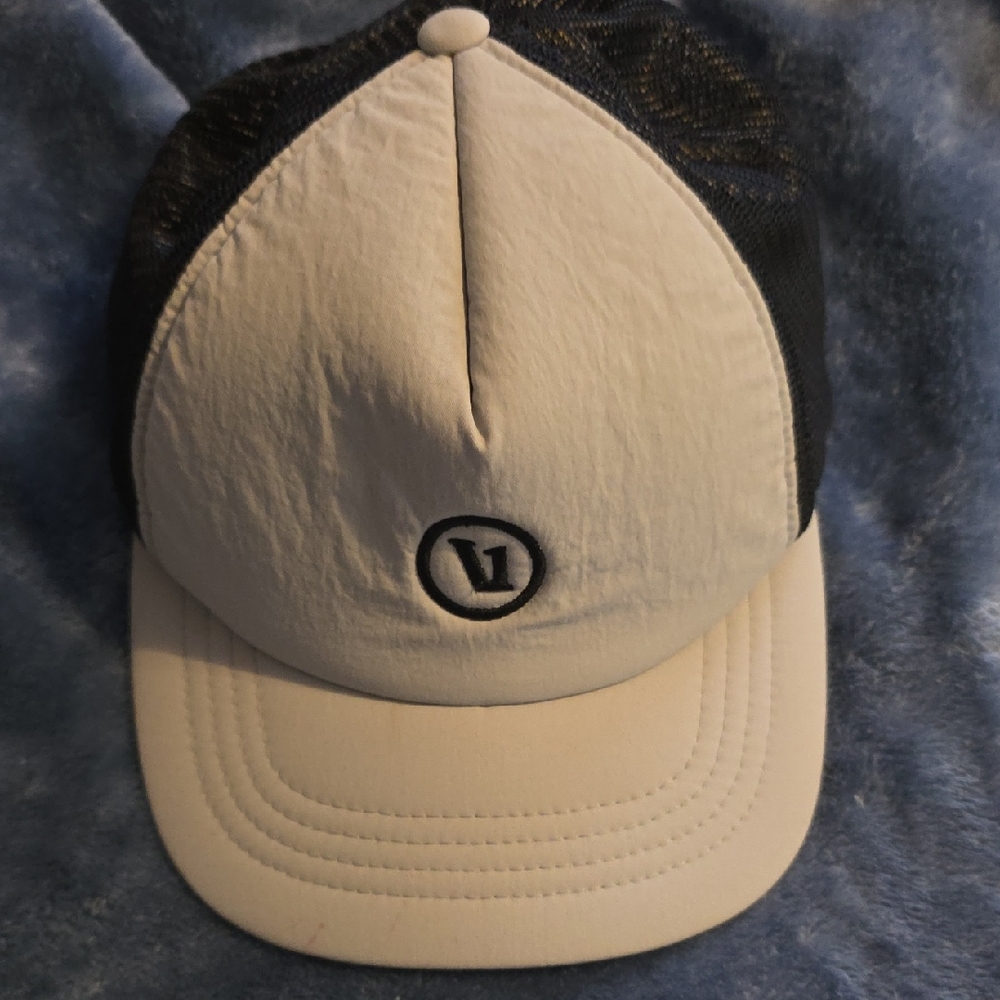 Vuori White and Black Mesh Logo Trucker Cap